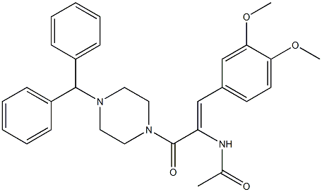 N-[(Z)-1-[(4-benzhydryl-1-piperazinyl)carbonyl]-2-(3,4-dimethoxyphenyl)ethenyl]acetamide Structure