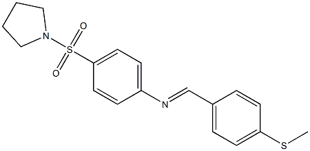 N-{(E)-[4-(methylsulfanyl)phenyl]methylidene}-N-[4-(1-pyrrolidinylsulfonyl)phenyl]amine Structure