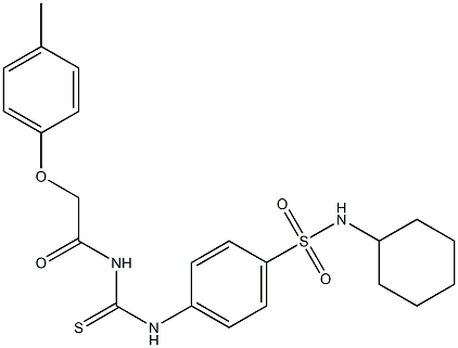 N-cyclohexyl-4-[({[2-(4-methylphenoxy)acetyl]amino}carbothioyl)amino]benzenesulfonamide 구조식 이미지