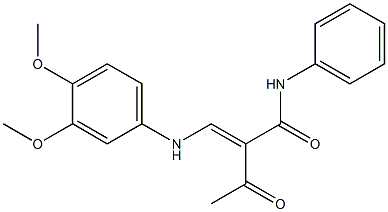 (E)-2-acetyl-3-(3,4-dimethoxyanilino)-N-phenyl-2-propenamide Structure
