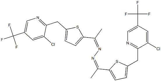 1-(5-{[3-chloro-5-(trifluoromethyl)-2-pyridinyl]methyl}-2-thienyl)-1-ethanone N-[1-(5-{[3-chloro-5-(trifluoromethyl)-2-pyridinyl]methyl}-2-thienyl)ethylidene]hydrazone 구조식 이미지