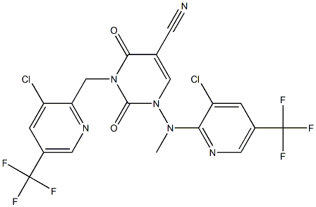 3-{[3-chloro-5-(trifluoromethyl)-2-pyridinyl]methyl}-1-[[3-chloro-5-(trifluoromethyl)-2-pyridinyl](methyl)amino]-2,4-dioxo-1,2,3,4-tetrahydro-5-pyrimidinecarbonitrile Structure