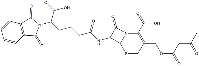 7-[5-Carboxy-5-(1,3-dihydro-1,3-dioxo-2H-isoindol-2-yl)pentanoylamino]-8-oxo-3-(3-oxobutyryloxymethyl)-5-thia-1-azabicyclo[4.2.0]oct-2-ene-2-carboxylic acid Structure
