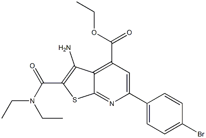 2-[[Diethylamino]carbonyl]-3-amino-6-(4-bromophenyl)thieno[2,3-b]pyridine-4-carboxylic acid ethyl ester 구조식 이미지