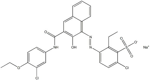 2-Chloro-6-ethyl-5-[[3-[[(3-chloro-4-ethoxyphenyl)amino]carbonyl]-2-hydroxy-1-naphtyl]azo]benzenesulfonic acid sodium salt 구조식 이미지