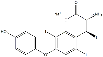 (2S,3S)-2-Amino-3-[4-(4-hydroxyphenoxy)-2,5-diiodophenyl]-3-iodopropanoic acid sodium salt 구조식 이미지