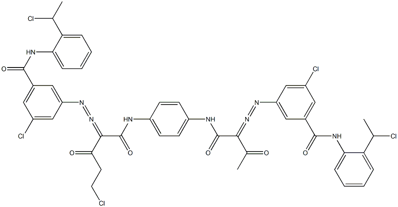 3,3'-[2-(Chloromethyl)-1,4-phenylenebis[iminocarbonyl(acetylmethylene)azo]]bis[N-[2-(1-chloroethyl)phenyl]-5-chlorobenzamide] 구조식 이미지