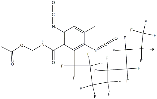 N-(Acetyloxymethyl)-2-(nonadecafluorononyl)-3,6-diisocyanato-4-methylbenzamide 구조식 이미지