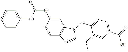 4-[6-[3-Phenylureido]-1H-indol-1-ylmethyl]-3-methoxybenzoic acid Structure