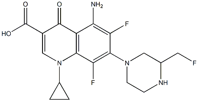 5-Amino-1-cyclopropyl-6,8-difluoro-1,4-dihydro-7-[3-fluoromethyl-1-piperazinyl]-4-oxoquinoline-3-carboxylic acid Structure