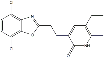 5-Ethyl-6-methyl-3-[2-(4,7-dichlorobenzoxazole-2-yl)ethyl]-2(1H)-pyridinone 구조식 이미지