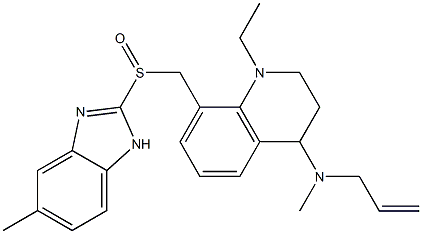 1-Ethyl-1,2,3,4-tetrahydro-4-(N-methyl-2-propenylamino)-8-(5-methyl-1H-benzimidazol-2-ylsulfinylmethyl)quinoline 구조식 이미지