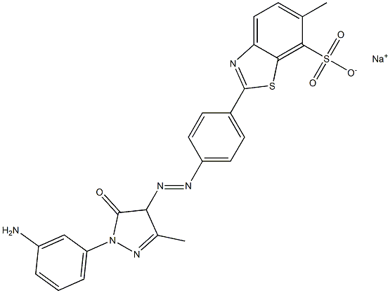 2-[4-[[1-(3-Aminophenyl)-5-oxo-4,5-dihydro-3-methyl-1H-pyrazol-4-yl]azo]phenyl]-6-methylbenzothiazole-7-sulfonic acid sodium salt 구조식 이미지