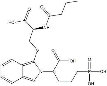 S-[2-(4-Phosphono-1-carboxybutyl)-2H-isoindol-1-yl]-N-butyryl-L-cysteine 구조식 이미지