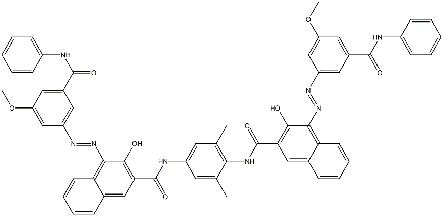 N,N'-(2,6-Dimethyl-1,4-phenylene)bis[4-[[3-methoxy-5-(phenylcarbamoyl)phenyl]azo]-3-hydroxy-2-naphthalenecarboxamide] Structure