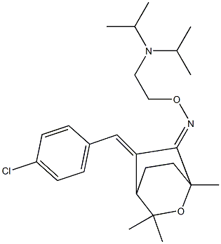 5-[4-Chlorobenzylidene]-1,3,3-trimethyl-2-oxabicyclo[2.2.2]octan-6-one O-[2-(diisopropylamino)ethyl]oxime 구조식 이미지