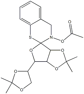 3',3'-Dimethyl-8'-(2,2-dimethyl-1,3-dioxolan-4-yl)spiro[2H-1,3-benzothiazine-2,6'-[2,4,7]trioxabicyclo[3.3.0]octan]-3(4H)-ol acetate 구조식 이미지