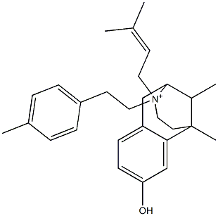1,2,3,4,5,6-Hexahydro-8-hydroxy-3-(2-p-tolylethyl)-3-(3-methyl-2-butenyl)-6,11-dimethyl-2,6-methano-3-benzazocin-3-ium Structure