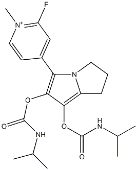 2-Fluoro-4-[[6,7-dihydro-1,2-bis(isopropylaminocarbonyloxy)-5H-pyrrolizin]-3-yl]-1-methylpyridinium 구조식 이미지