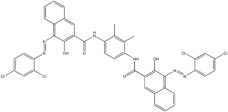 N,N'-(2,3-Dimethyl-1,4-phenylene)bis[4-[(2,4-dichlorophenyl)azo]-3-hydroxy-2-naphthalenecarboxamide] 구조식 이미지