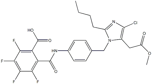2-Butyl-4-chloro-1-[4-[2-(hydroxycarbonyl)-3,4,5,6-tetrafluorobenzoylamino]benzyl]-1H-imidazole-5-acetic acid methyl ester 구조식 이미지