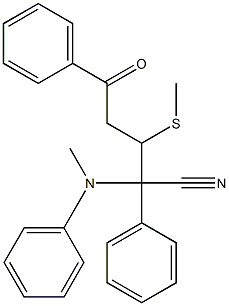 3-Methylthio-2,5-diphenyl-2-(N-methylphenylamino)-5-oxovaleronitrile Structure