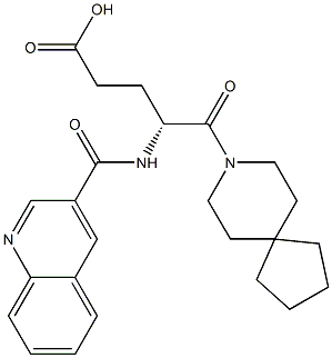 (R)-4-(3-Quinolinylcarbonylamino)-5-oxo-5-(8-azaspiro[4.5]decan-8-yl)valeric acid 구조식 이미지