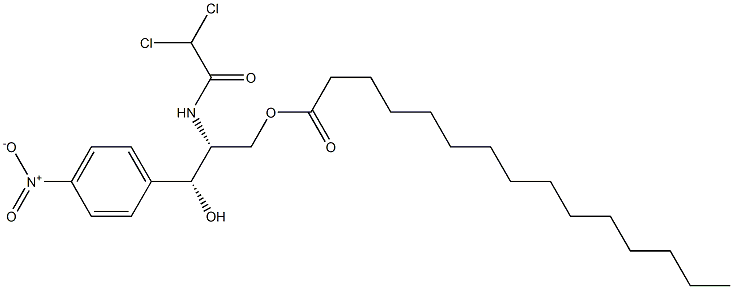 Pentadecanoic acid [(2R,3R)-3-(4-nitrophenyl)-3-hydroxy-2-[(dichloroacetyl)amino]propyl] ester Structure