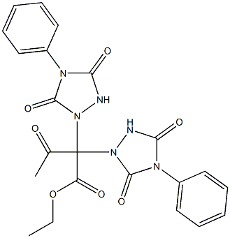 2,2-Bis[(tetrahydro-3,5-dioxo-4-phenyl-1H-1,2,4-triazol)-1-yl]-3-oxobutyric acid ethyl ester 구조식 이미지