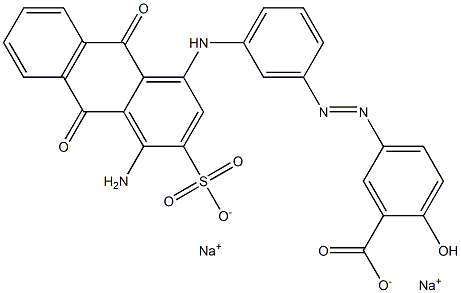 1-Amino-9,10-dihydro-4-[3-(4-hydroxy-3-carboxyphenylazo)phenylamino]-9,10-dioxo-2-anthracenesulfonic acid disodium salt Structure