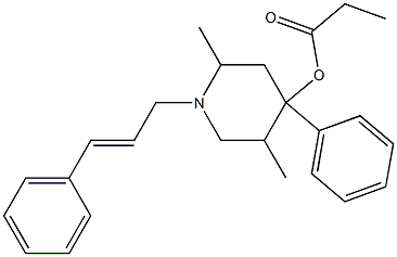 2,5-Dimethyl-4-phenyl-1-(3-phenyl-2-propenyl)piperidin-4-ol propionate 구조식 이미지