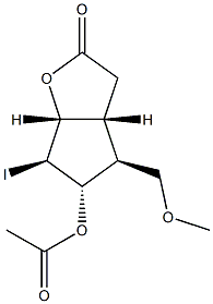 (1R,5R,6S,7S,8S)-7-Acetoxy-8-iodo-6-(methoxymethyl)-2-oxabicyclo[3.3.0]octan-3-one 구조식 이미지