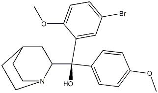 (R)-(Quinuclidin-2-yl)(p-methoxyphenyl)(2-methoxy-5-bromophenyl)methanol 구조식 이미지