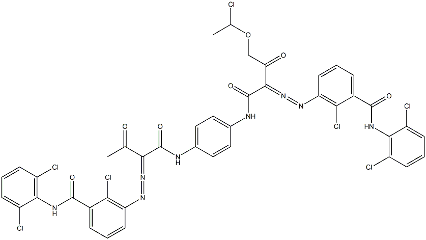 3,3'-[2-[(1-Chloroethyl)oxy]-1,4-phenylenebis[iminocarbonyl(acetylmethylene)azo]]bis[N-(2,6-dichlorophenyl)-2-chlorobenzamide] 구조식 이미지