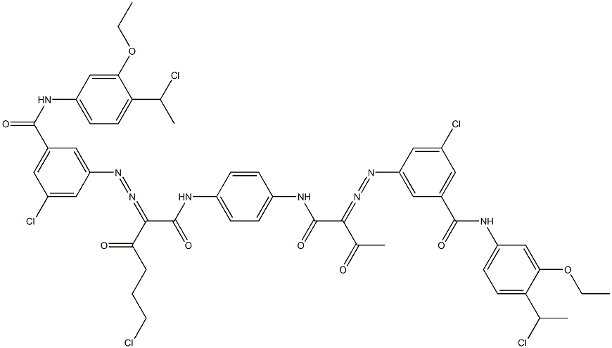 3,3'-[2-(2-Chloroethyl)-1,4-phenylenebis[iminocarbonyl(acetylmethylene)azo]]bis[N-[4-(1-chloroethyl)-3-ethoxyphenyl]-5-chlorobenzamide] Structure