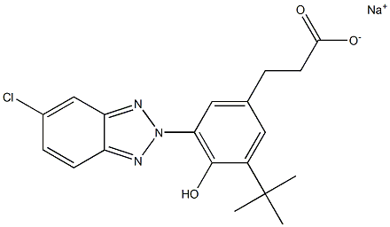 3-[3-tert-Butyl-5-(5-chloro-2H-benzotriazol-2-yl)-4-hydroxyphenyl]propionic acid sodium salt 구조식 이미지