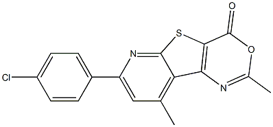 2,9-Dimethyl-7-(4-chlorophenyl)-4H-pyrido[3',2':4,5]thieno[3,2-d][1,3]oxazin-4-one 구조식 이미지