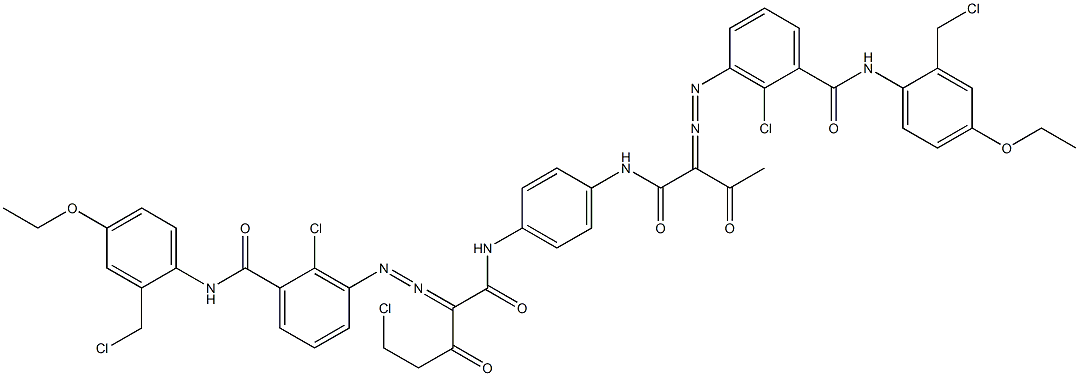 3,3'-[2-(Chloromethyl)-1,4-phenylenebis[iminocarbonyl(acetylmethylene)azo]]bis[N-[2-(chloromethyl)-4-ethoxyphenyl]-2-chlorobenzamide] 구조식 이미지