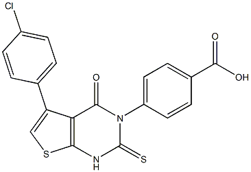 4-[(1,2,3,4-Tetrahydro-5-(4-chlorophenyl)-4-oxo-2-thioxothieno[2,3-d]pyrimidin)-3-yl]benzoic acid 구조식 이미지