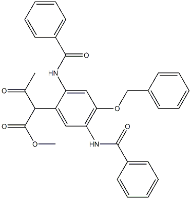 2-[4-Benzyloxy-2,5-bis(benzoylamino)phenyl]acetoacetic acid methyl ester Structure