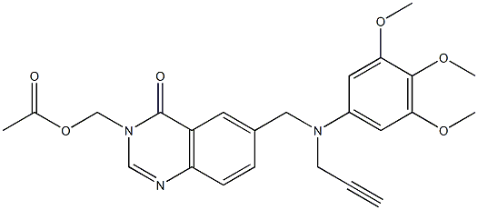 3-Acetyloxymethyl-6-[N-(3,4,5-trimethoxyphenyl)-N-(2-propynyl)aminomethyl]quinazolin-4(3H)-one Structure