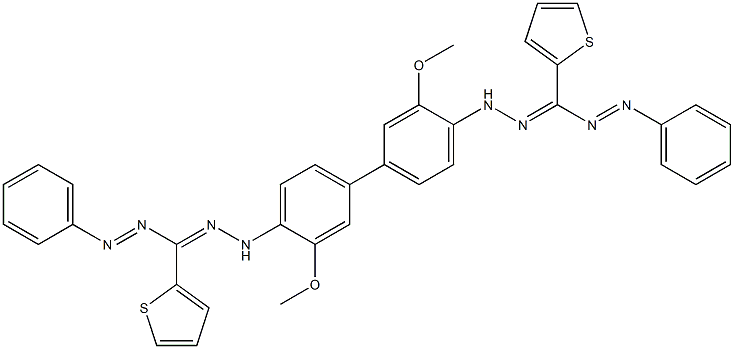 1,1'-(3,3'-Dimethoxybiphenyl-4,4'-diyl)bis[3-(2-thienyl)-5-phenylformazan] Structure