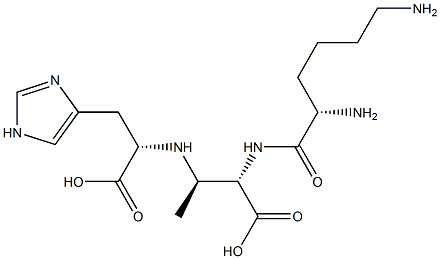 (2S,3R)-2-[(L-Lysyl)amino]-3-[[(1S)-2-(1H-imidazol-4-yl)-1-carboxyethyl]amino]butyric acid 구조식 이미지