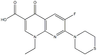 1-Ethyl-1,4-dihydro-6-fluoro-7-[(tetrahydro-4H-1,4-thiazin)-4-yl]-4-oxo-1,8-naphthyridine-3-carboxylic acid 구조식 이미지