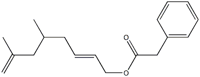 Phenylacetic acid 5,7-dimethyl-2,7-octadienyl ester 구조식 이미지