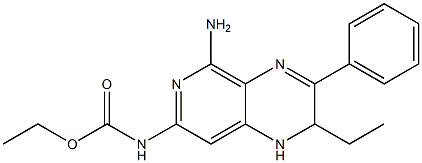 N-[(5-Amino-1,2-dihydro-2-ethyl-3-phenylpyrido[3,4-b]pyrazin)-7-yl]carbamic acid ethyl ester 구조식 이미지