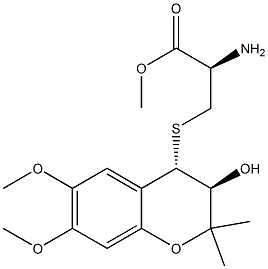 S-[[(3R,4S)-3,4-Dihydro-3-hydroxy-6,7-dimethoxy-2,2-dimethyl-2H-1-benzopyran]-4-yl]-L-cysteine methyl ester 구조식 이미지