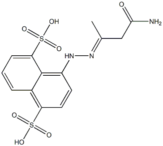 4-[2-(2-Carbamoyl-1-methylethylidene)hydrazino]-1,5-naphthalenedisulfonic acid 구조식 이미지
