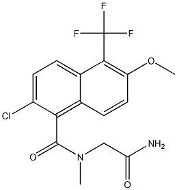 2-[N-[[2-Chloro-6-methoxy-5-trifluoromethyl-1-naphthalenyl]carbonyl]-N-methylamino]acetamide 구조식 이미지