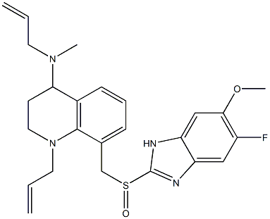 1,2,3,4-Tetrahydro-1-(2-propenyl)-4-(N-methyl-2-propenylamino)-8-(5-fluoro-6-methoxy-1H-benzimidazol-2-ylsulfinylmethyl)quinoline 구조식 이미지